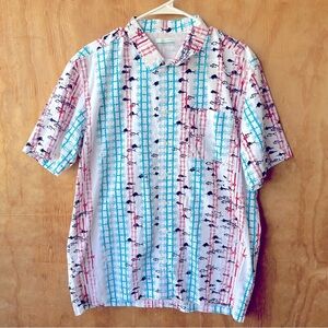 Columbia PFG Trollers Best Red White Blue Short Sleeve Vented Button Down Shirt